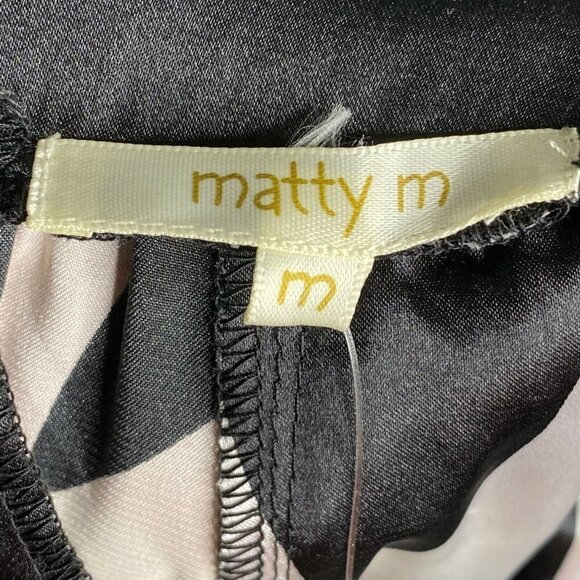 Matty M Womens Black‎ White Long Sleeve Cinched Waist A Line Dress Size Medium - Picture 6 of 10